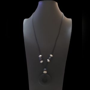 Beaded String Necklace With Charm 24" L10